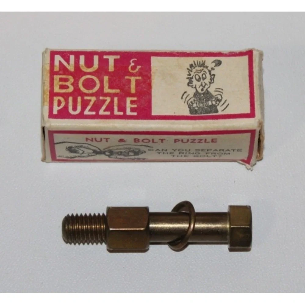 vintage Nut & Bolt Puzzle B. Shackman No. 9655 in box Made in Hong Kong
